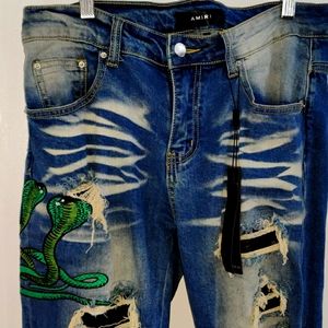 Limited Edition Amiri Snake Distressed Jeans